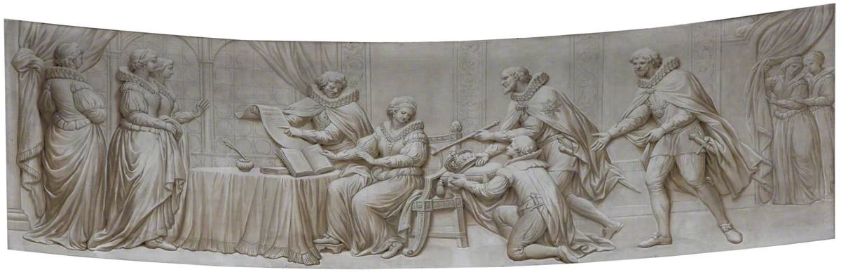 I duchi di Northumberland e Suffolk supplicano Lady Jane Grey di accettare la corona - Audley End House